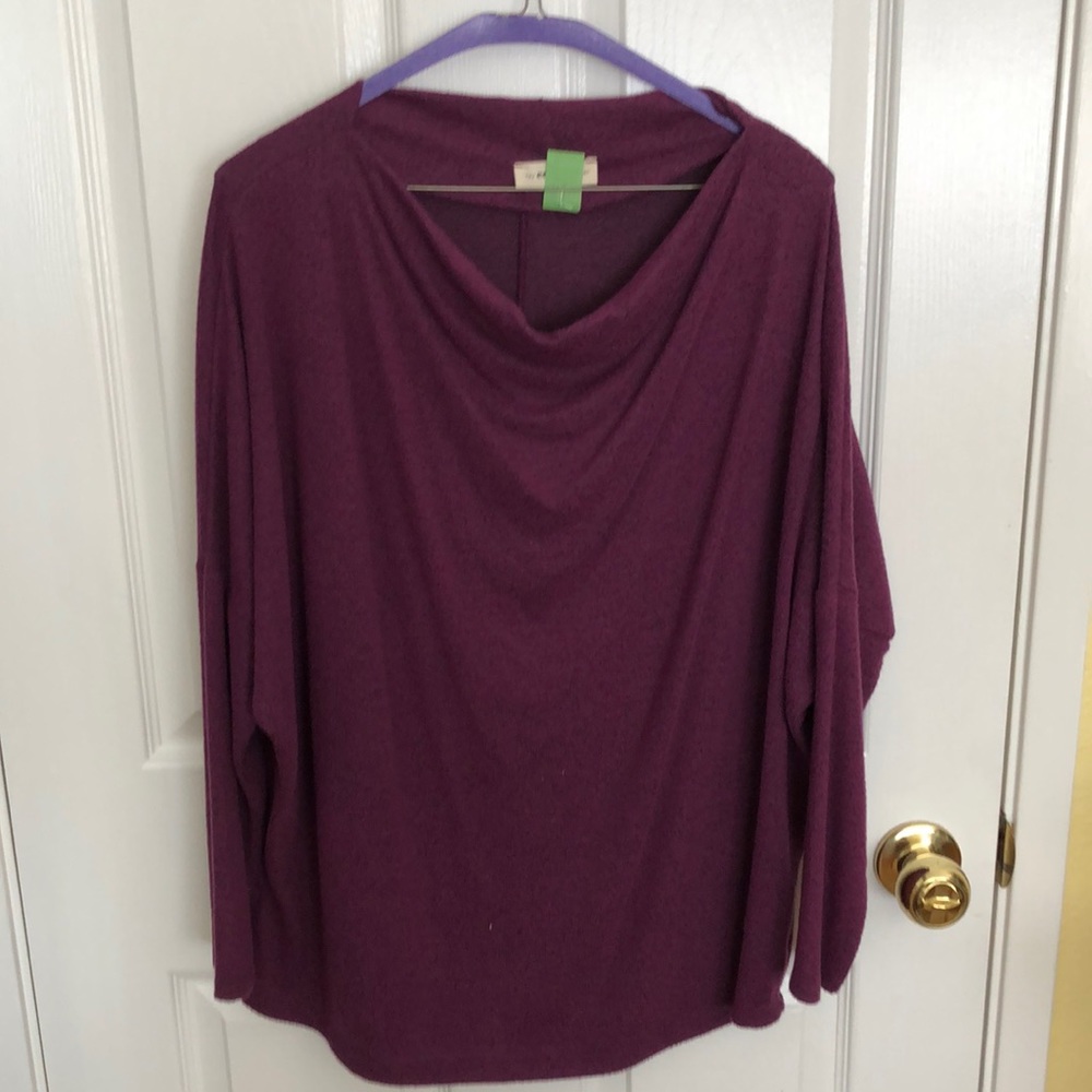 Plum colored bowl neck sweater. Very lightweight